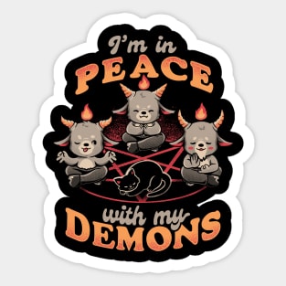 In Peace With My Demons - Creepy Cute Baphomet Cat Gift Sticker